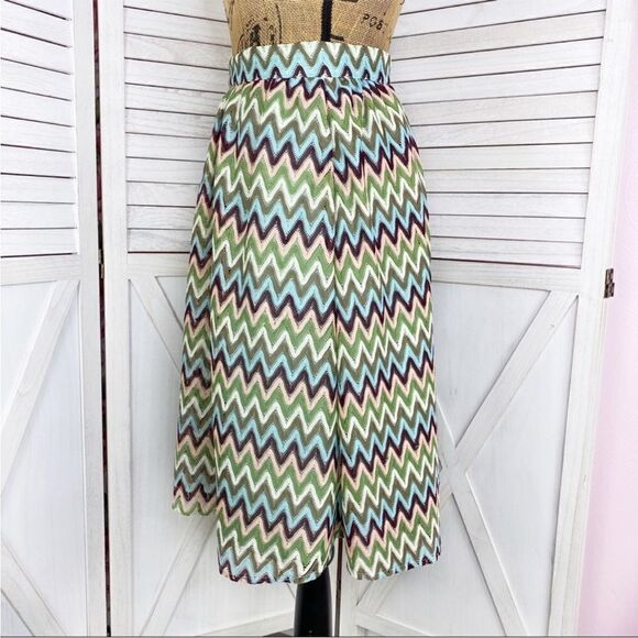 ModCloth Daytime Dazzler Chevron Stripe A Line Skirt Pastel Multicolor Medium - Picture 3 of 14